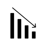 Overlooking Website Performance Optimization icon represented by black barchart with an arrow pointing down